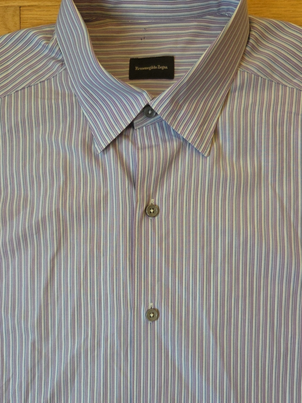 Ermenegildo Zegna Multi Stripe Dress Shirt Italy Lavender Blue Men's L